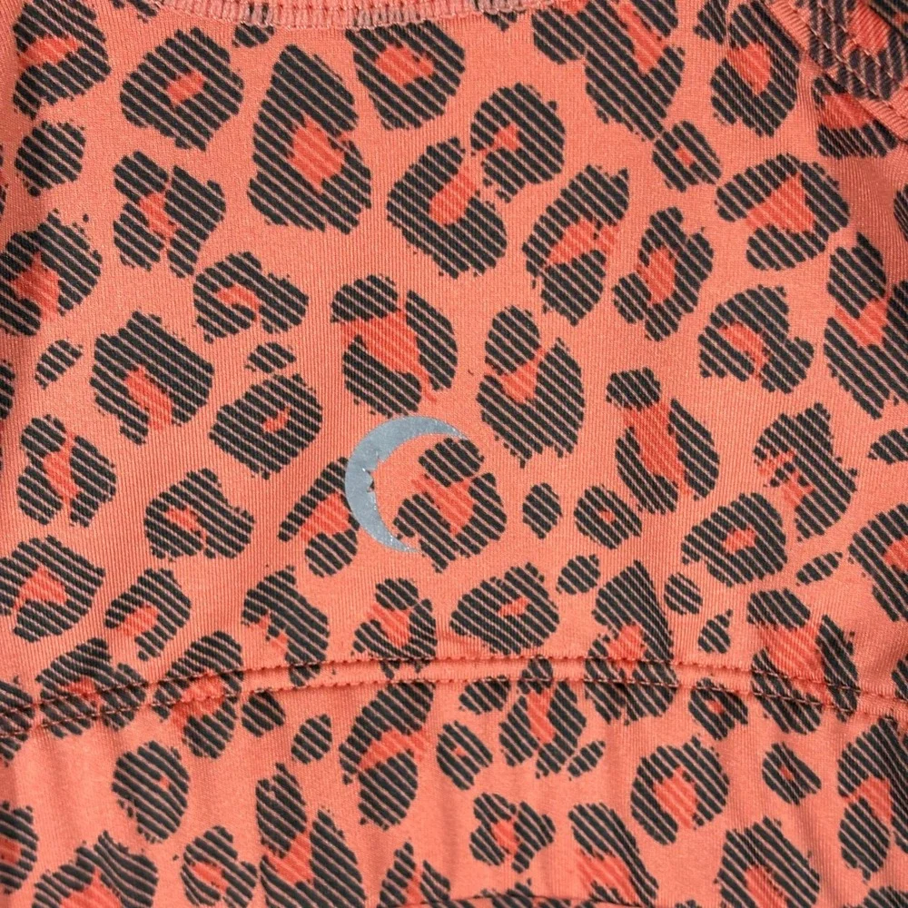 ZYIA Active Bomber Leopard Print Sports Bra Racerback Coral Orange Women's Small